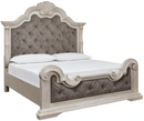 B948-54/57/97 Ashley Andonhall Antique White Queen Upholstered Panel Bed IMAGE 1