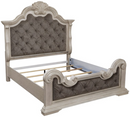 B948-56/58/97 Ashley Andonhall Antique White/Gray King Upholstered Panel Bed with Headboard, Footboard, and Rails IMAGE 1
