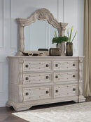 B948-31/36 Ashley Andonhall Antique White Dresser and Mirror IMAGE 1