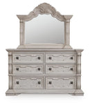 B948-31/36 Ashley Andonhall Antique White Dresser and Mirror IMAGE 2