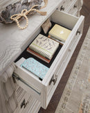 B948-31/36 Ashley Andonhall Antique White Dresser and Mirror IMAGE 3