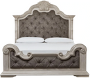 B948-54/57/97 Ashley Andonhall Antique White Queen Upholstered Panel Bed IMAGE 3