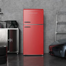 Galanz 18 cu. ft. Retro Top Mount Freezer Refrigerator with Glass Shelves in Red