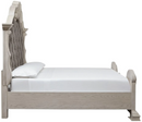 B948-54/57/97 Ashley Andonhall Antique White Queen Upholstered Panel Bed IMAGE 4
