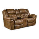  Homestretch Furniture Reclining Leather Loveseat with Console 155-22-15 IMAGE 1