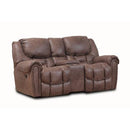  Homestretch Furniture Del Mar Reclining Fabric and Leather Look Loveseat with Console 122-23-21 IMAGE 1