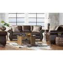  Hughes Furniture Refined Lodge Stationary Fabric and Leather Look Sofa Refined Lodge 17400S Sofa - Ridgeline Brownie IMAGE 4