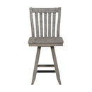  Coast2Coast Ferrand 66124 Classic Solid Wood Slat Backed Counter Height 360° Swivel Barstool - Grey IMAGE 2