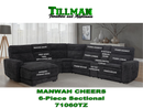 Manwah Cheers 6-Piece Sectional Sofa, Black