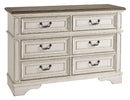 Ashley B743-21/26 Dresser and Mirror Realyn Antique White Youth