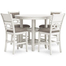 Ashley D423-223 Counter Table White with 4 Bar Stools Set