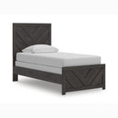 Ashley B3789-53/83 Prendonea Panel Bed Headboard Footboard Rails Twin Charcoal