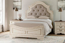 Ashley B743-84/86/87 FL Realyn Upholstered Antique White Panel Bed with Headboard, Footboard, and Rails