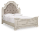 Ashley B743-84/86/87 FL Realyn Upholstered Antique White Panel Bed with Headboard, Footboard, and Rails