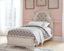 Ashley B743-84/86/87 FL Realyn Upholstered Antique White Panel Bed with Headboard, Footboard, and Rails