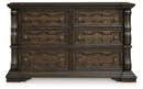 Ashley B947-31/36 Maylee Dresser and Mirror Dark Brown