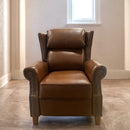 Manwah Cheers UK80288M-L1-AM Recliner Pushback Leather Brown IMAGE 1